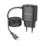 Dudao punjač 2x USB s ugrađenim USB kabelom Lightning 12W crni (A2ProT) - Crna KP14090