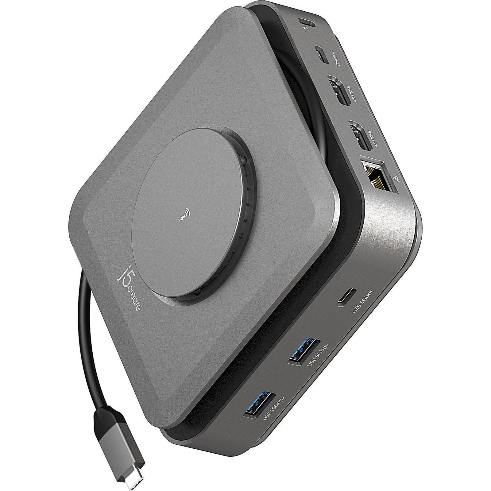 j5create JCD3199-N priključna stanica i replikator porta za prijenosno računalo Žičano USB 3.2 Gen 2 (3.1 Gen 2) Type-C Sivo