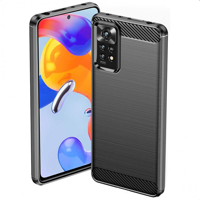 Techsuit - Carbon Silicone maska za Xiaomi Redmi Note 11 Pro 4G / Note 11 Pro 5G/ Note 12 Pro 4G/LTE - crna