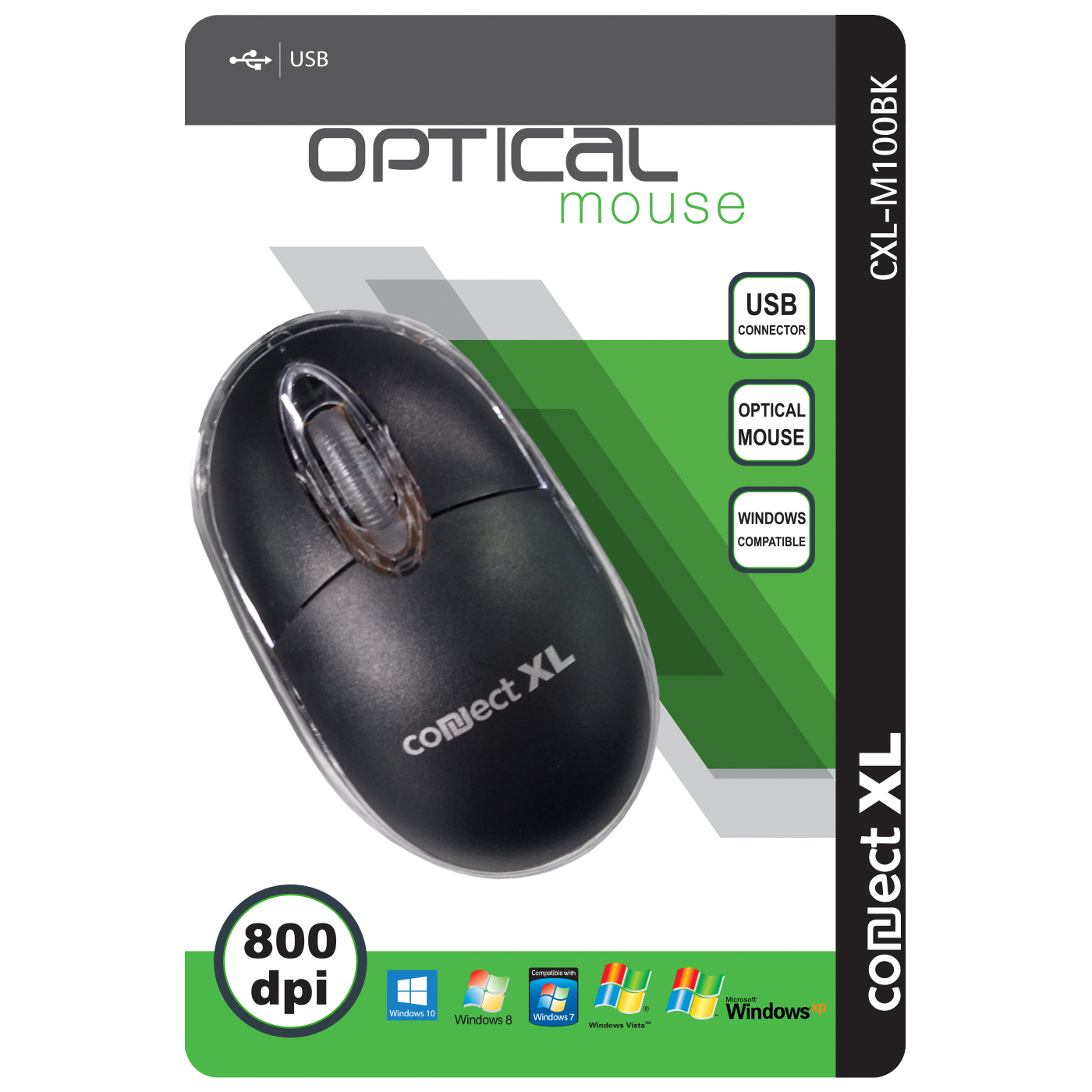 Optički žični miš, rezolucija 800dpi, konekcija USB 2