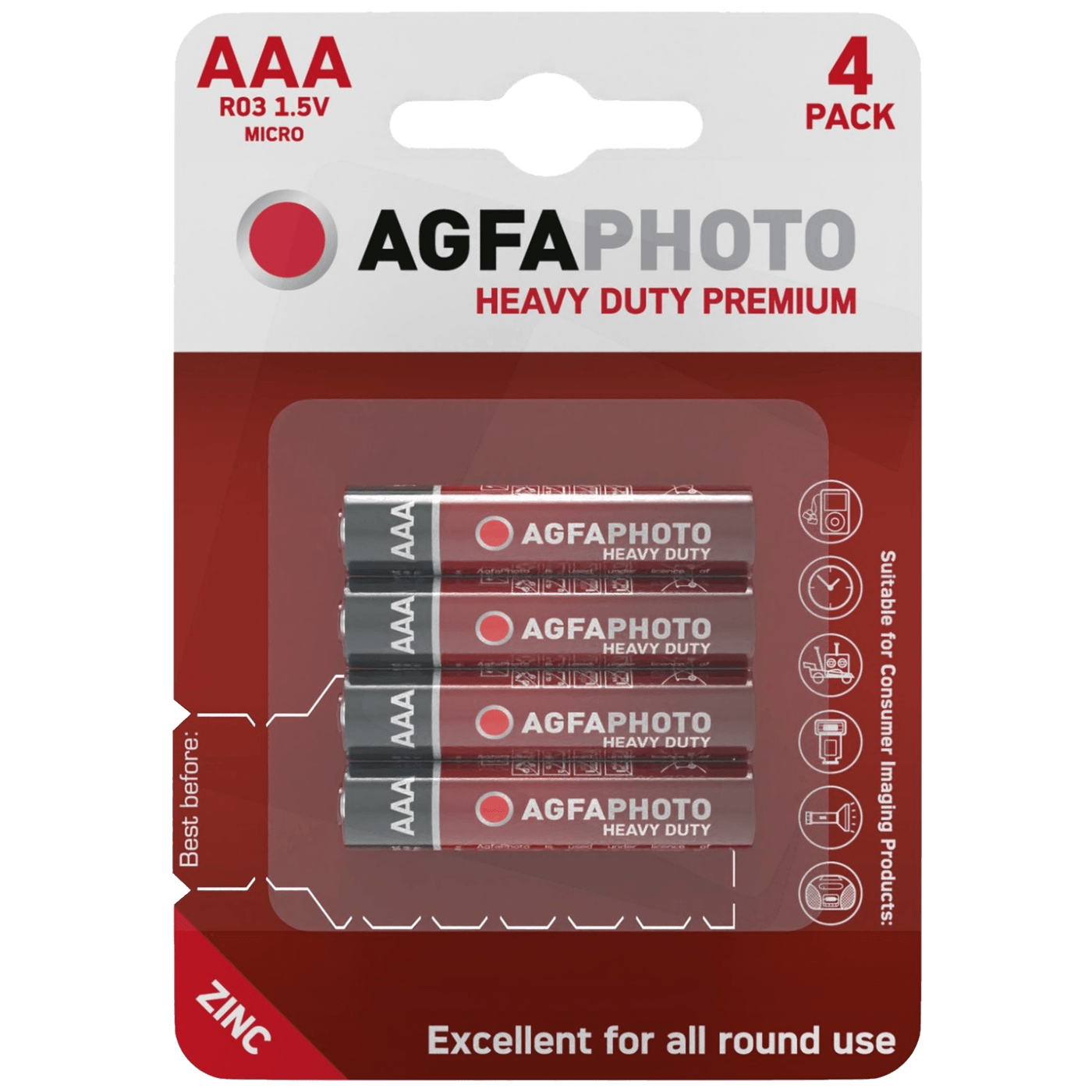 AgfaPhoto Zinc baterije, AAA, 1.5 V, blister 4 kom. - AAA B4