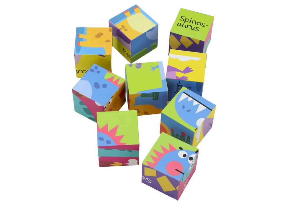 Educational Puzzle 6in1 Blocks Puzzle Cubes 6 Pictures Dinosaurs 9 El.