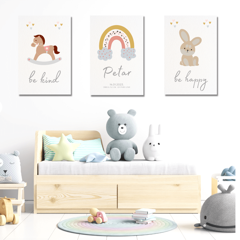 Set unikatnih slika za dječju sobu – Inspirativne poruke i personalizirani dizajn za vašeg mališana