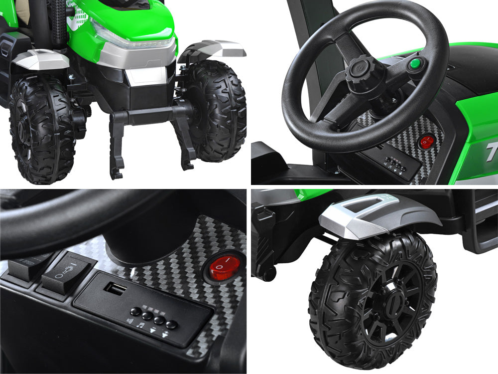 Veliki traktor s prikolicom 4×4 – zeleni