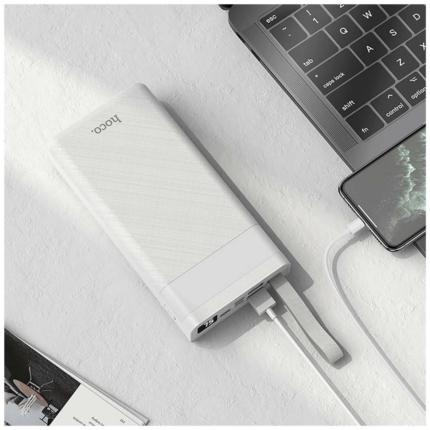 hoco. Punjač prijenosni sa lampom, Hoco j73, 30000mAh, 2A / 2A - J73 Powerful, Black
