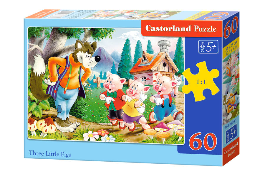 Puzzle Vuk i 3 praščića (60 elemenata)