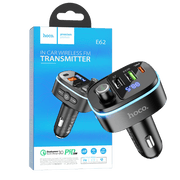 hoco. FM modulator, E62,Bluetooth,12/24 V,2xUSB, 1xUSB-C,PD20W - E62 Fast