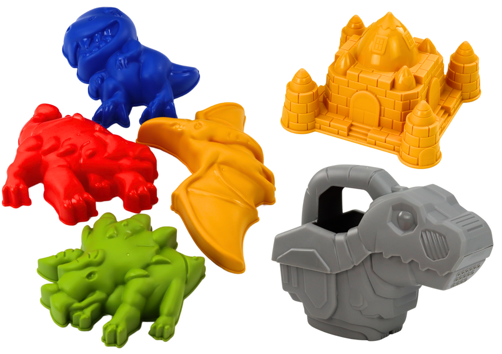 Set kanti za pijesak s tušem, lopaticom, grabljama, kalupima, dinosaurima