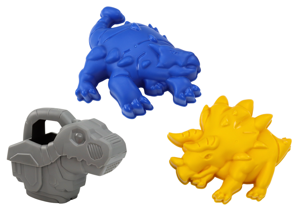 Set mlin, lijevak, lopatica, grablje, kanta za zalijevanje, kalupi - dinosaur