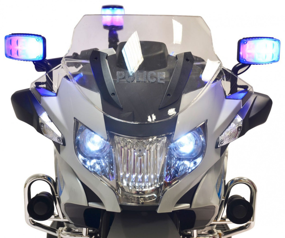 Licencirani motor na akumulator BMW Police – sivo/plavi