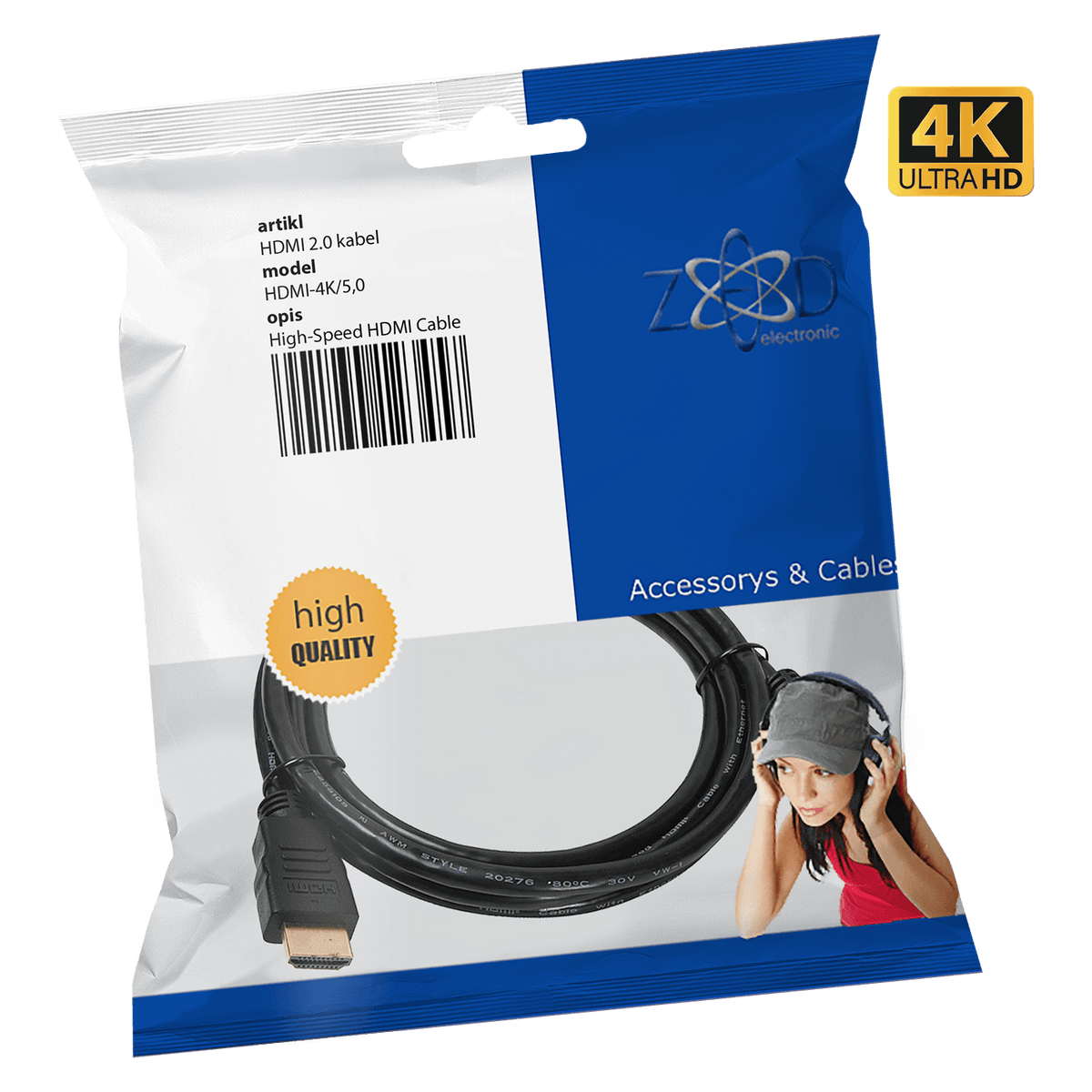 ZED electronic HDMI 2.0 kabl, 4K, dužina 5,0 met. - HDMI-4K/5,0
