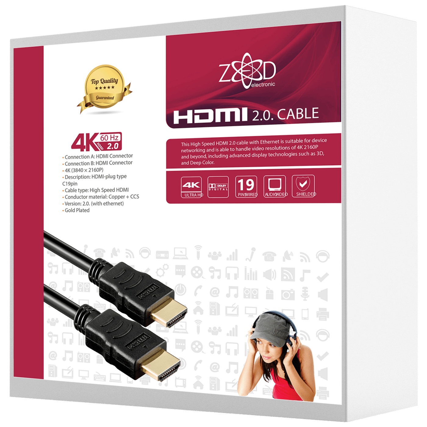 ZED electronic HDMI 2.0 kabl, 4K, dužina 10,0 met. - HDMI-4K/10