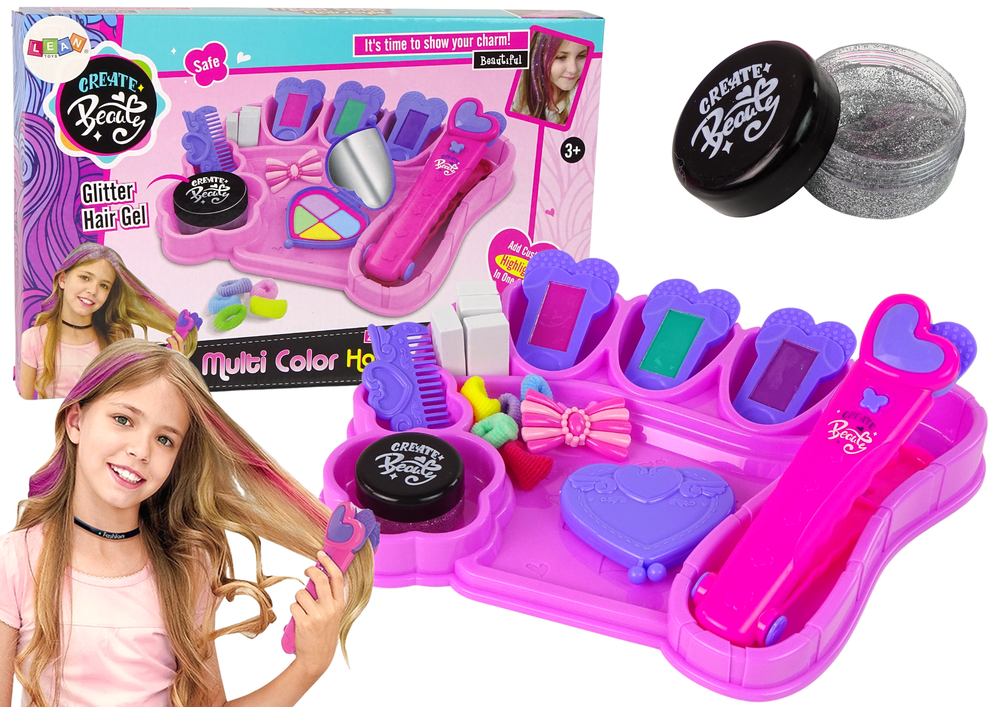 Chalk for painting hair, colorful highlights, straightener, accessories