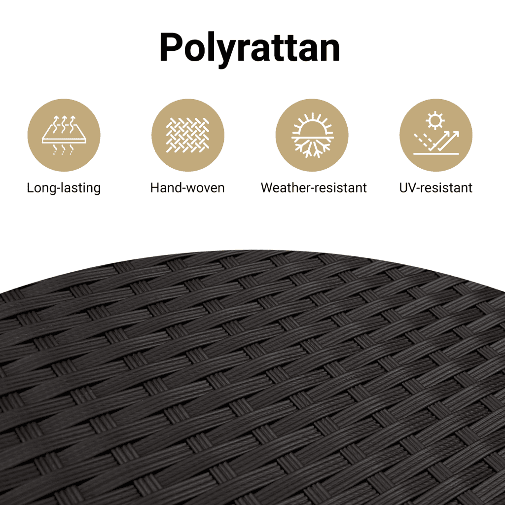 Vrtni dvosjed od poliratana s jastucima crni