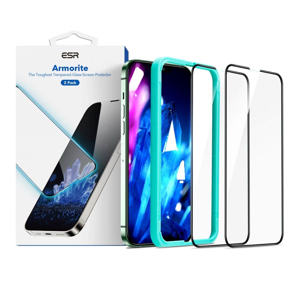 ESR ARMORITE KALJENO STAKLO 2-KOM PAKET ZA iPHONE 13 PRO MAX / 14 PLUS CRNO