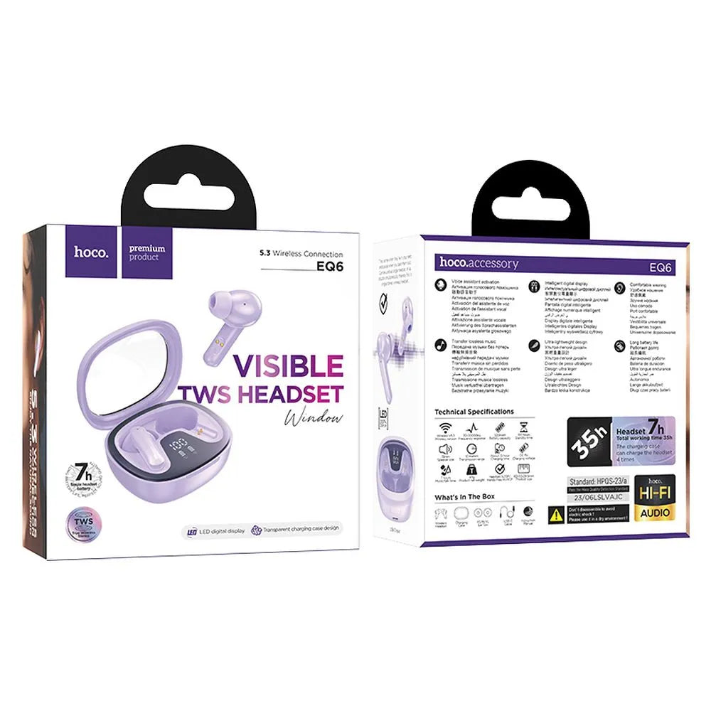HOCO TWS Shadow EQ6 bežične/bluetooth stereo slušalice ljubičaste