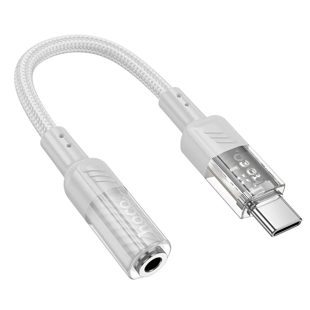 HOCO AUX adapter Type - C na Jack 3.5 mm LS37 15 cm prozirno sivi