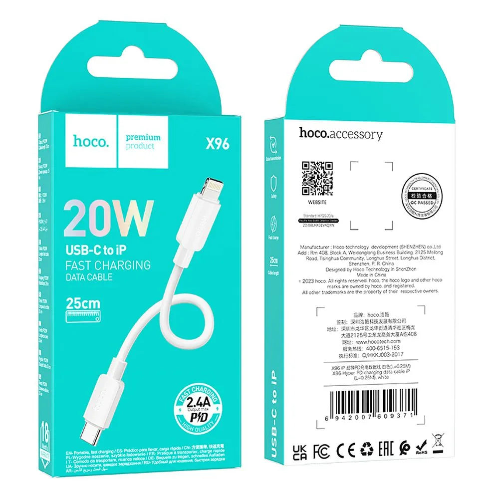 HOCO Type C kabel za iPhone Lightning 8-pin Hyper Power Delivery 27W X96 25cm bijeli