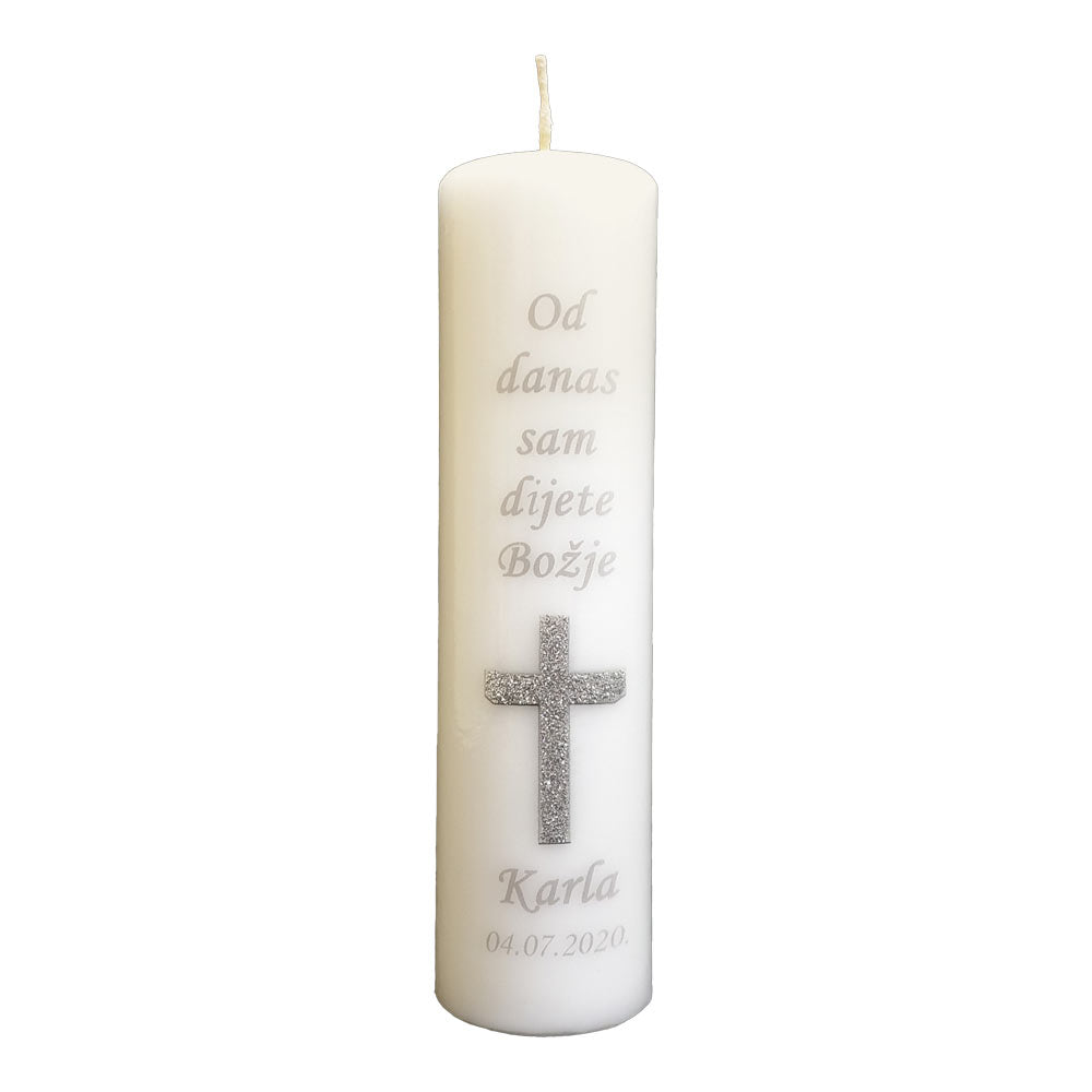 Personalizirana krsna svijeća - srebrna Š1768