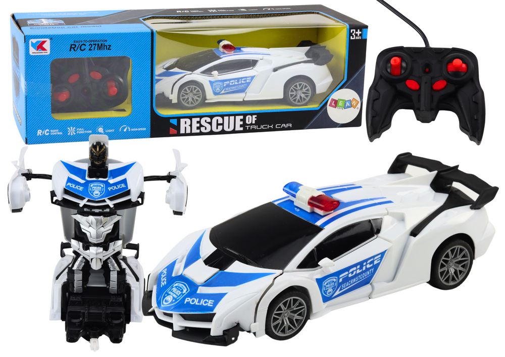 Auto robot na daljinsko upravljanje Police 2u1 - bijeli