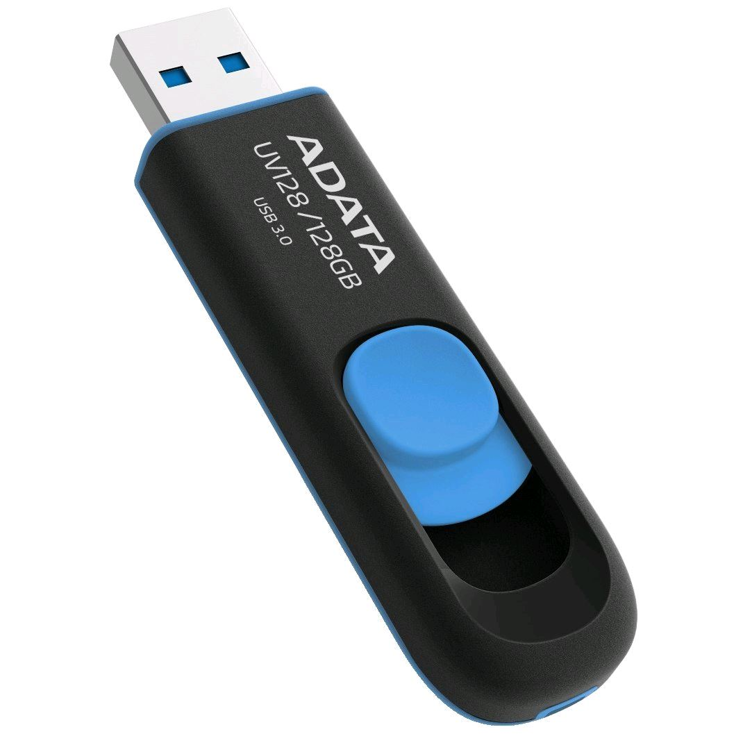 ADATA DashDrive UV128 128GB USB izbrisivi memorijski pogon USB Tip-A 3.2 Gen 1 (3.1 Gen 1) Crno, Plavo