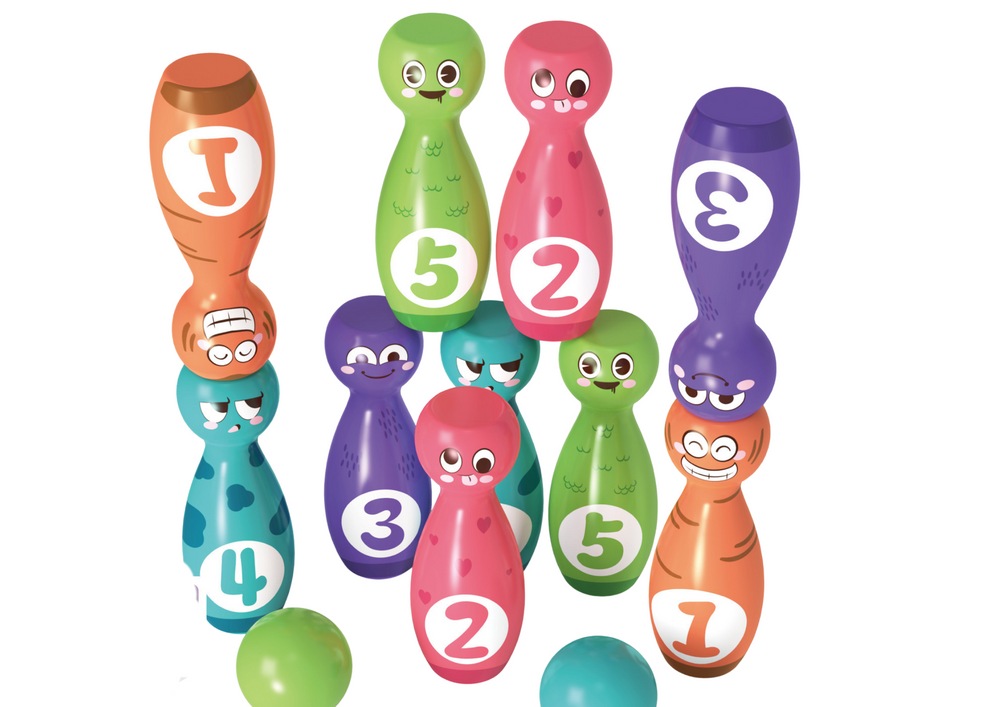 Set za kuglanje Smiley sa kuglama u boji 10 kom