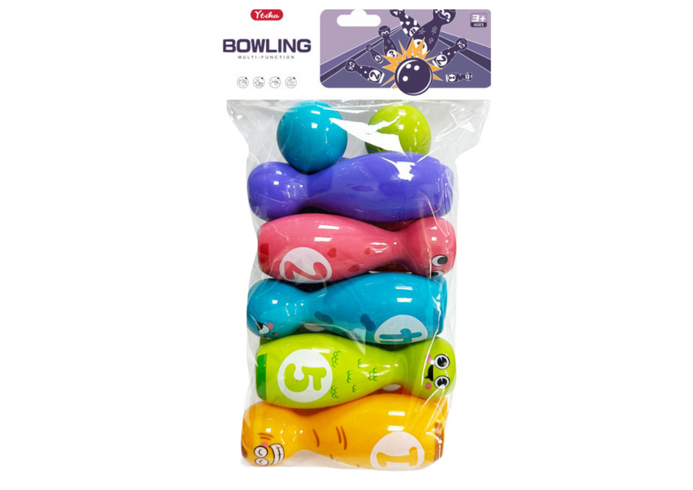 Set za kuglanje Smiley sa kuglama u boji 10 kom