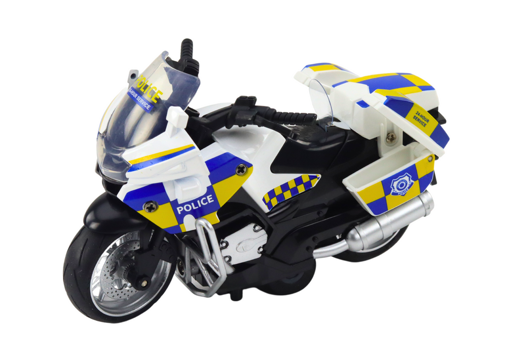 Policijski motocikl s frikcijskim pogonom, te zvučnim i svjetlosnim efetkima-  bijeli