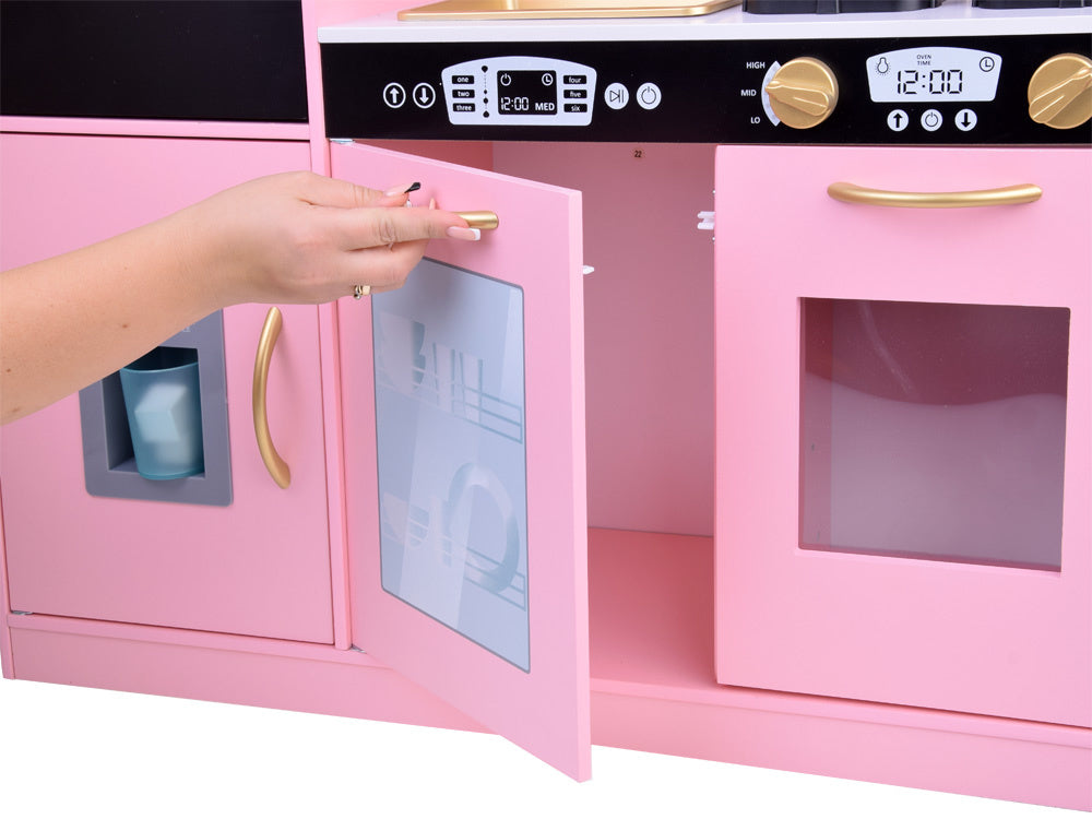 Dječja drvena retro kuhinja pink