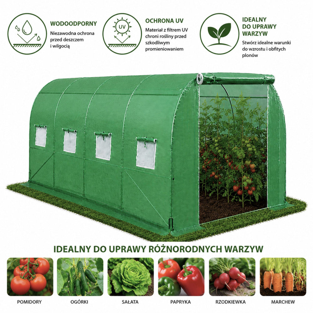Vrtni staklenik – tunel od folije 4x2.5x2m 10m² UV-4 Premium - zeleni