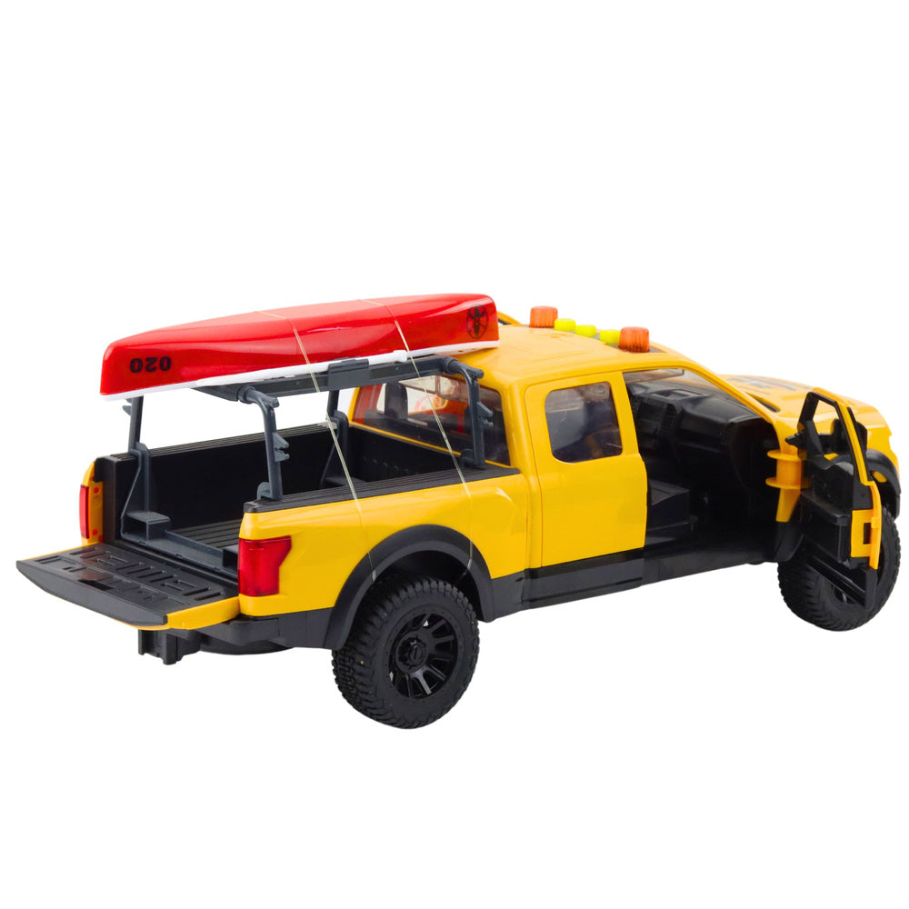 Auto za igru Pickup sa kajakom u transportu 1:12 - žuti
