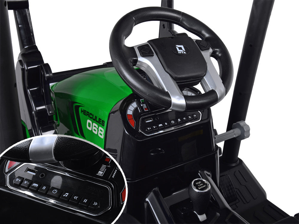 Traktor bager AKU s prikolicom zeleni