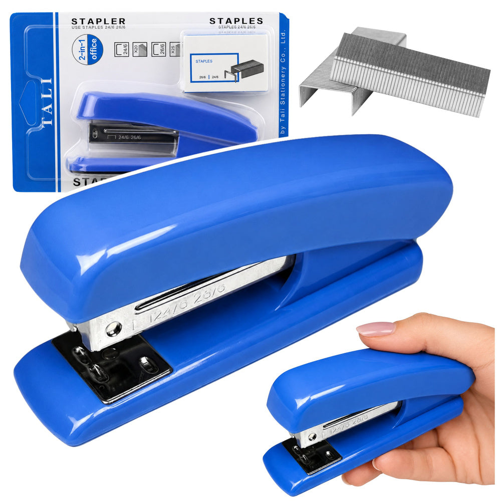 Metal Office Stapler Up to 25 Sheets 24/6 26/6 Staples Blue