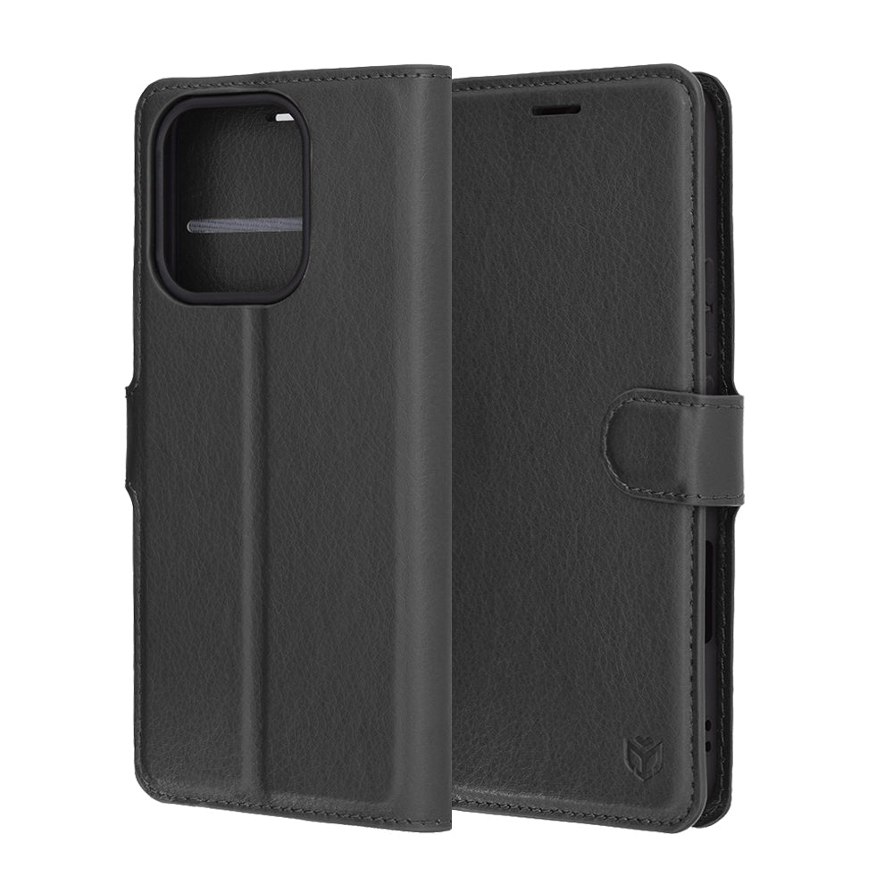 Techsuit Leather Folio preklopna maska za Honor 400 Lite – crna