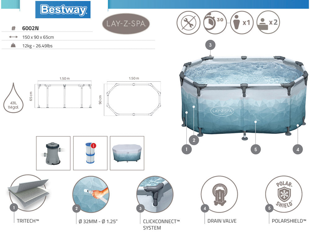 Bestway ledena kupka 150x90cm