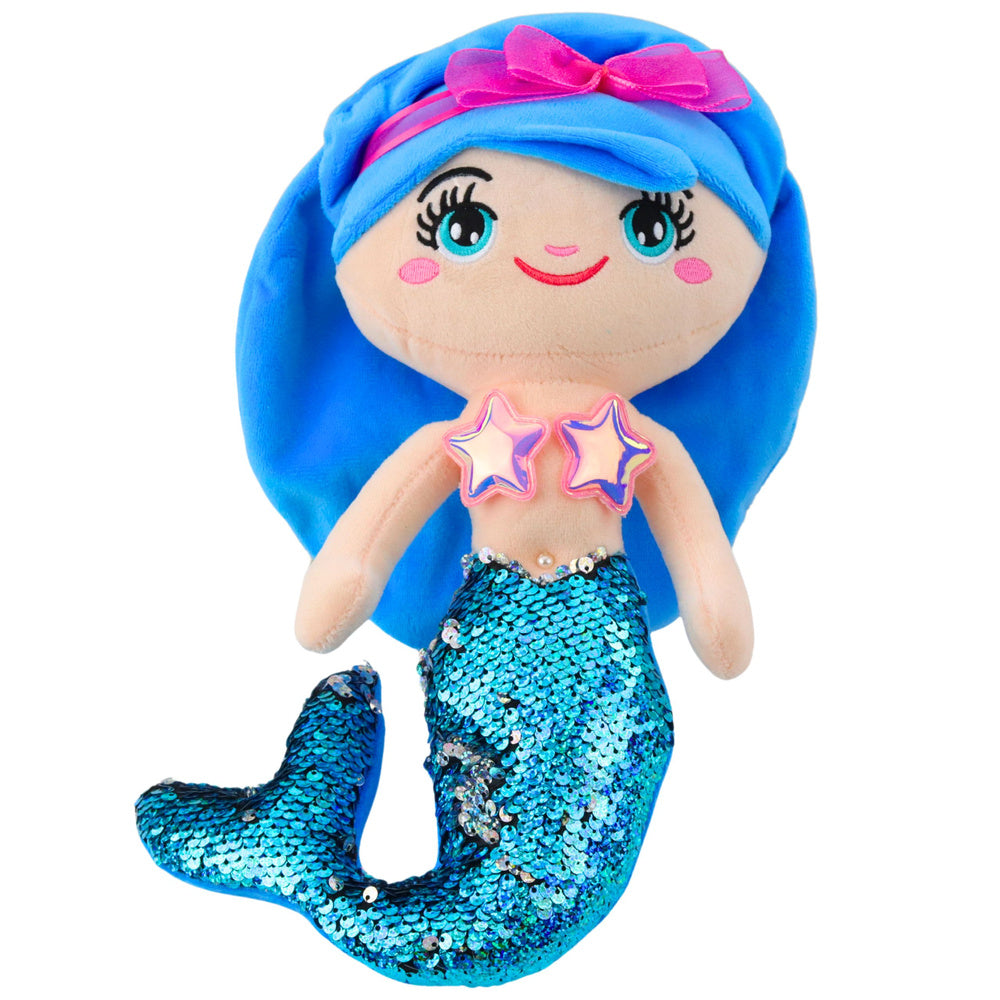 Plišana igračka sirena s šljokastim repom 30 cm - plava