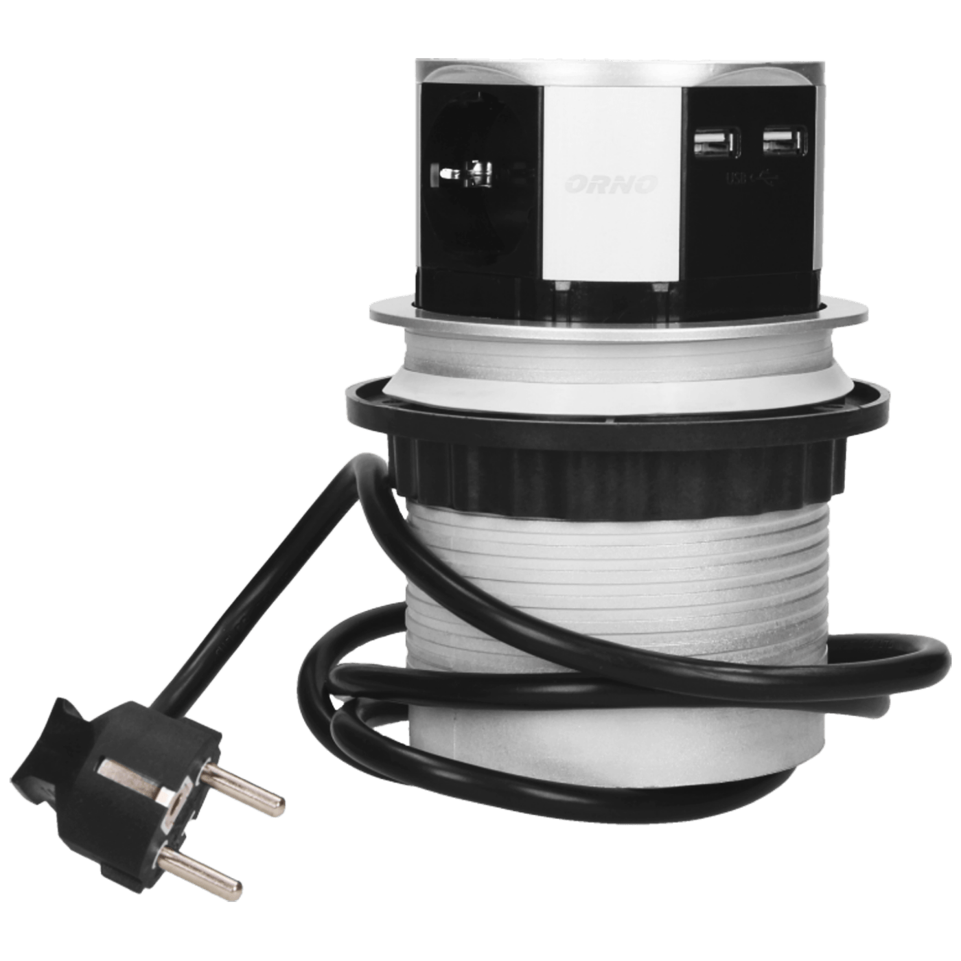 Orno Produžni kabel sa 3 x Schuko utičnice + 2 x USB, ugradbena - OR-AE-1349(GS)