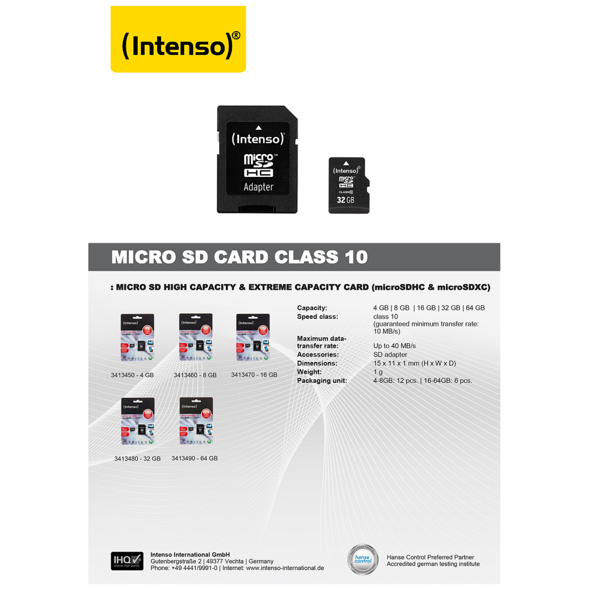 (Intenso) Micro SD Kartica 64GB Class 10 sa adapterom - SDXCmicro+ad-64GB/Class10