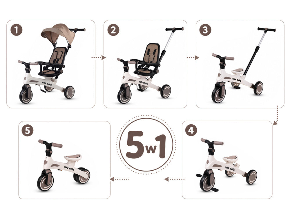Tricikl Tiny Bike GrowUp 5u1 brown