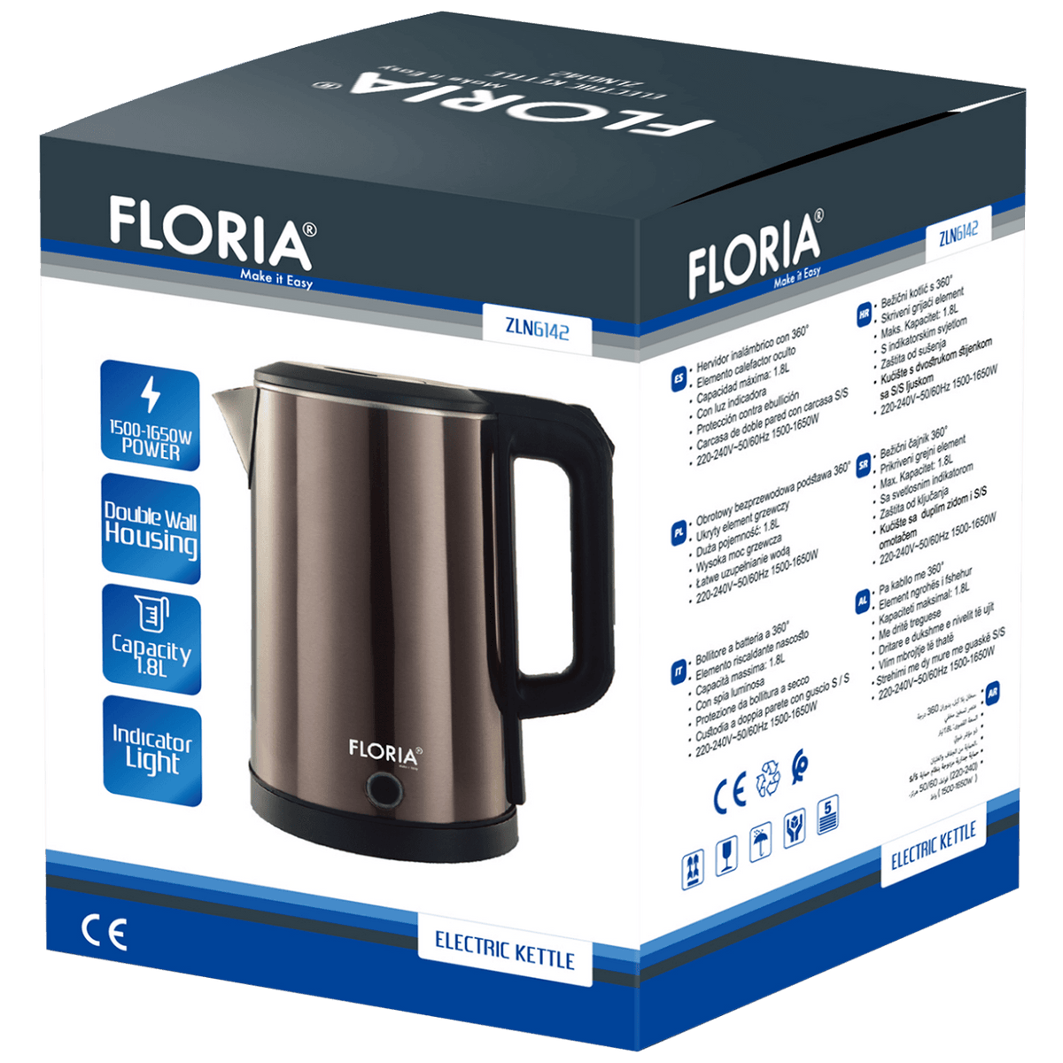 Floria Kuhalo za vodu, zapremina 1.8 l, 1500-1650 W - ZLN6142