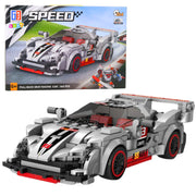 Kockice za slaganje trkaćeg automobila Speed - 363 elemenata - sivi