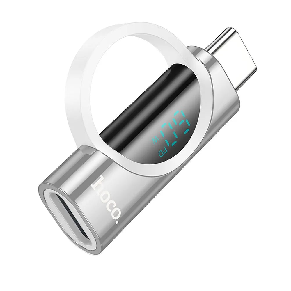HOCO adapter Type-C (muški) na Lightning (ženski) sa zaslonom 3A 60W UA32A srebrni