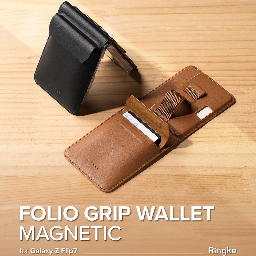 Ringke – Magnetni novčanik Folio Grip za Samsung Galaxy Z Flip7 – smeđi