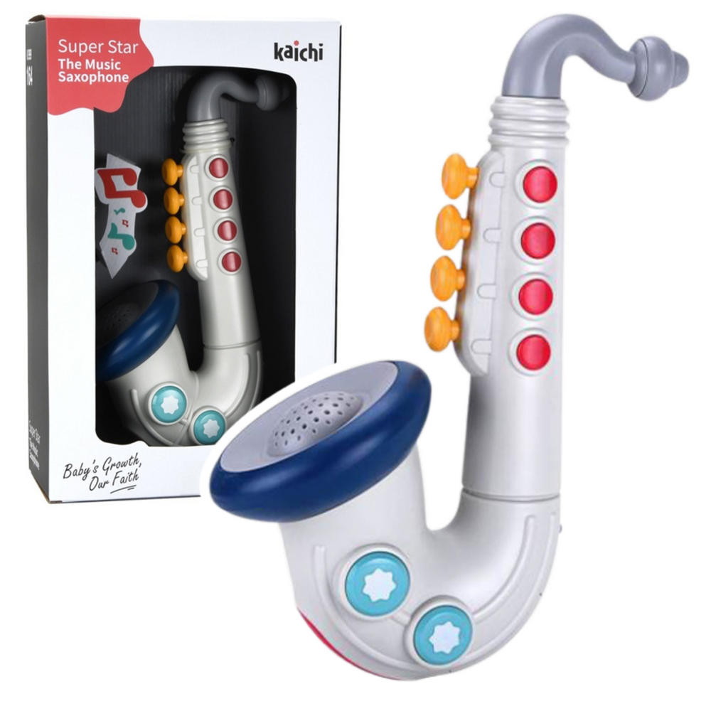 Saksofon za djecu - interaktivni glazbeni instrument - sivi