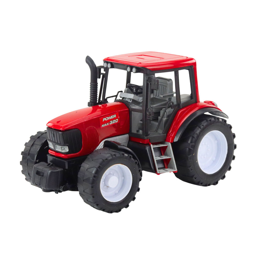 Traktor za igru sa prikolicom i balama 62 cm - crveno/zelena