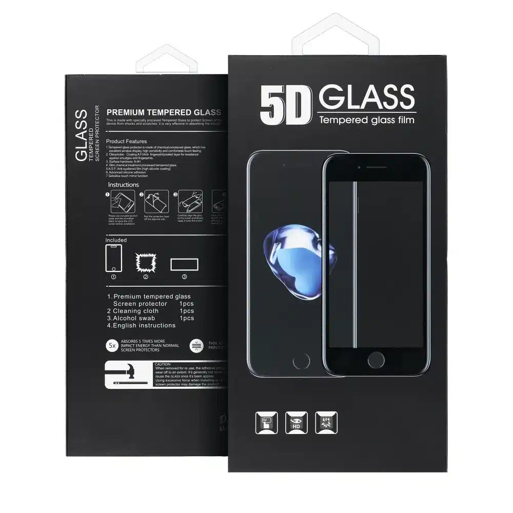 5D kaljeno staklo s punim ljepilom za Motorola G35 – crni rub