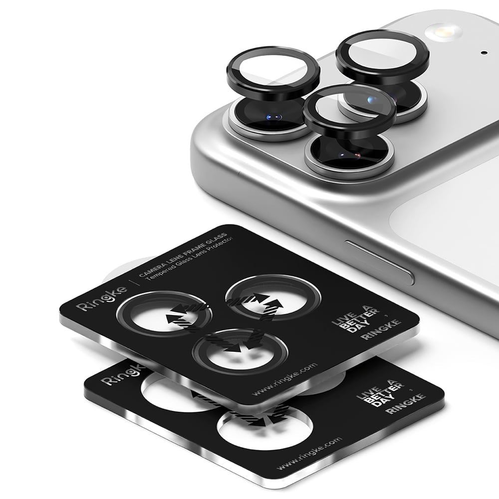 Ringke - Staklo za okvir objektiva kamere za iPhone 17 Pro / iPhone 17 Pro Max - Crno