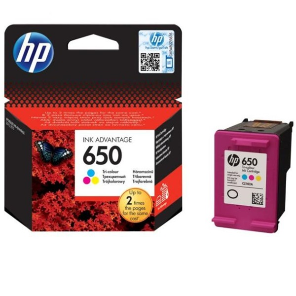 HP 650 Tri-color Original Ink Advantage Cartridge spremnik s tintom 1 kom Plavo, Magenta, Žuto