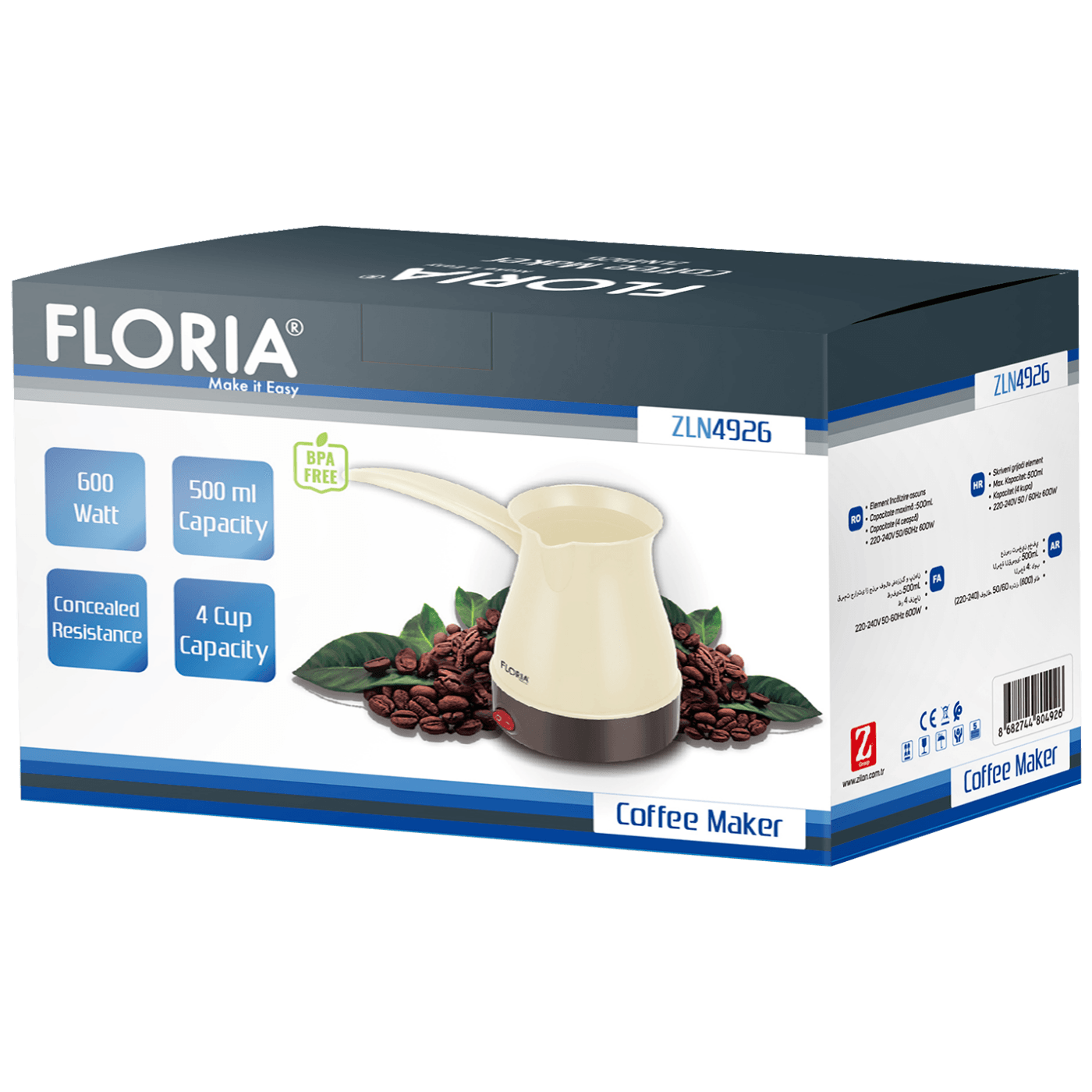 Floria Kuhalo za kavu, 600 W, 0,5 lit. - ZLN4926