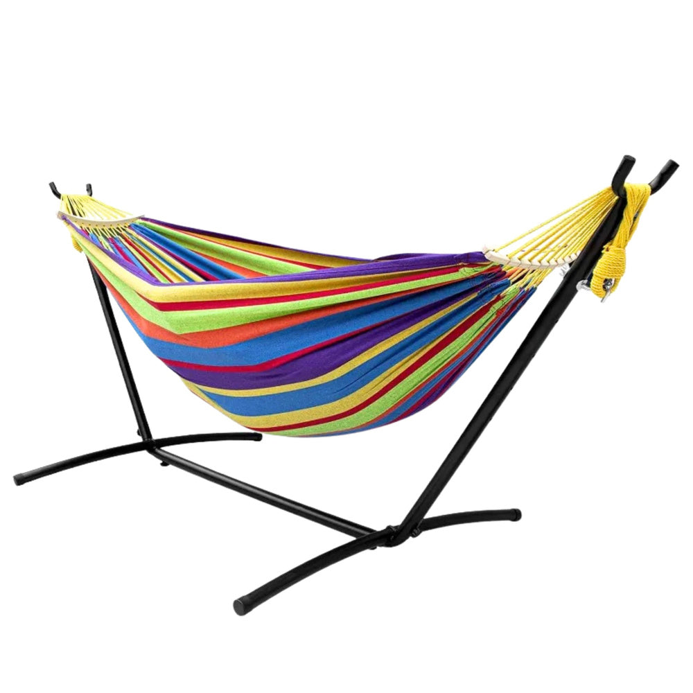 Okvir za viseću mrežu 250 cm + viseća mreža 200x120 (do 200 kg) - šarena